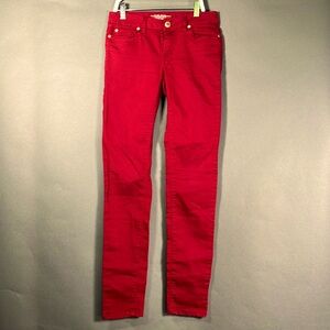 Makers of True Originals women’s red jeans. Stretch, skinny, 28” waist.